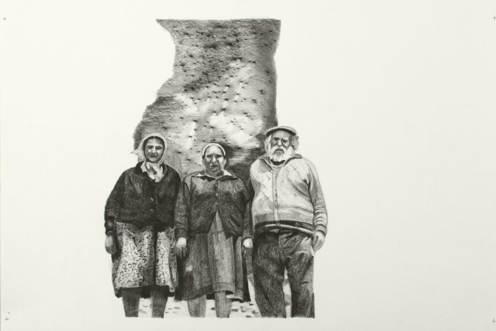 Drawing from the series "Il y avait aussi un chat gris bleu"